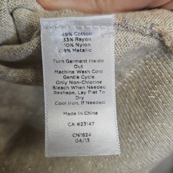 Talbots Beige Metallic Printed Soft Cardigan Sweater - Picture 4 of 7